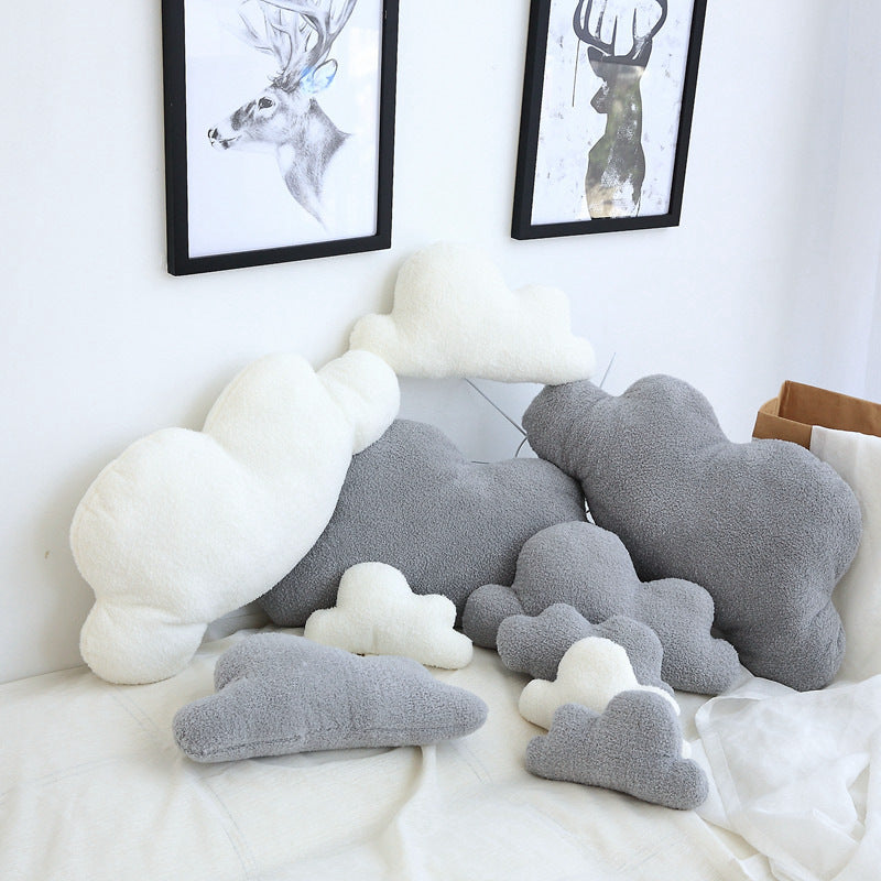 Nordic-style soft cloud-shaped throw pillow, plush car-shaped nap pillow, creative sofa cushion for girls.