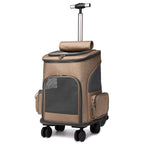Hanbang's new folding trolley pet backpack Travel pet backpack Universal wheel trolley pet bag