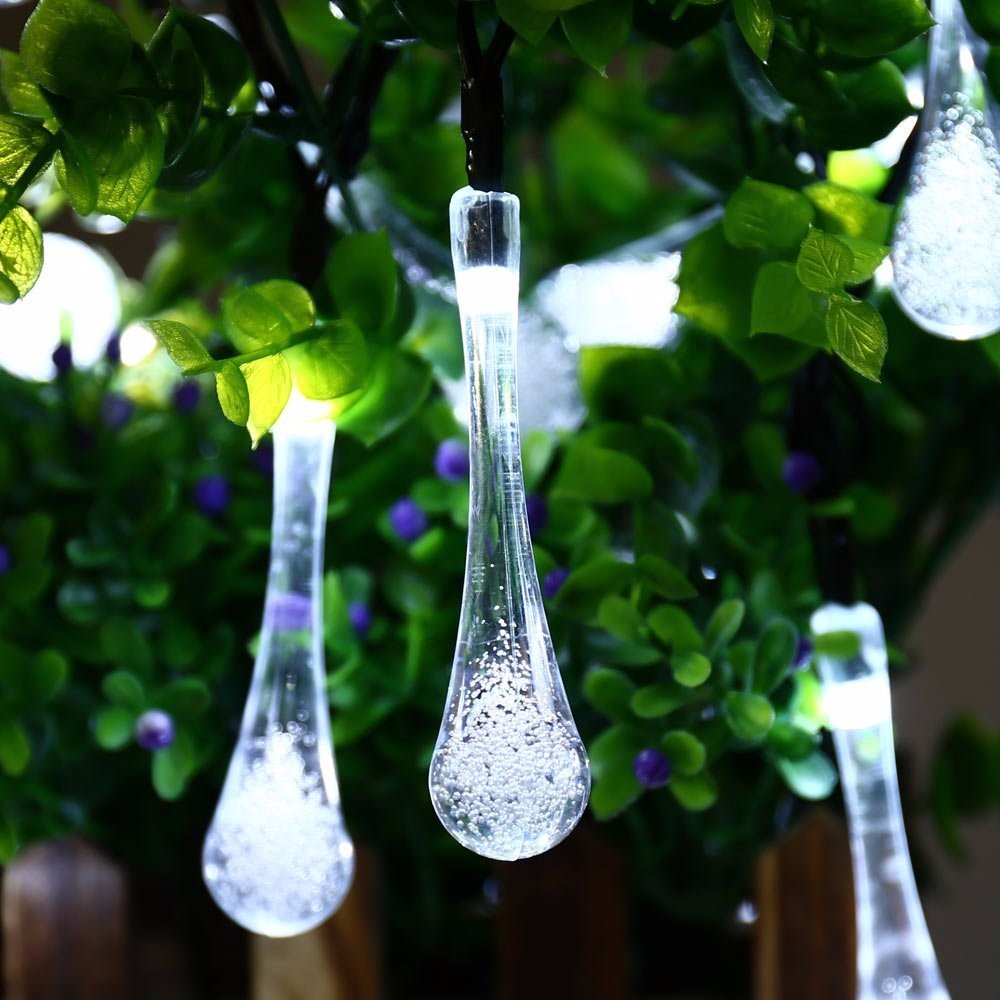Solar Powered String Light Colorful Raindrop Solar Lamp Waterproof for Christmas Holiday Outdoor Garden Decoration Fairy Lights