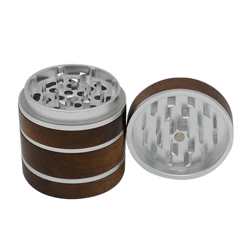 Cross-border e-commerce new walnut aluminum alloy 63mm4-layer tobacco grinder grinder