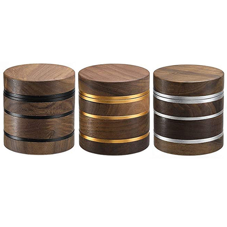 Cross-border e-commerce new walnut aluminum alloy 63mm4-layer tobacco grinder grinder