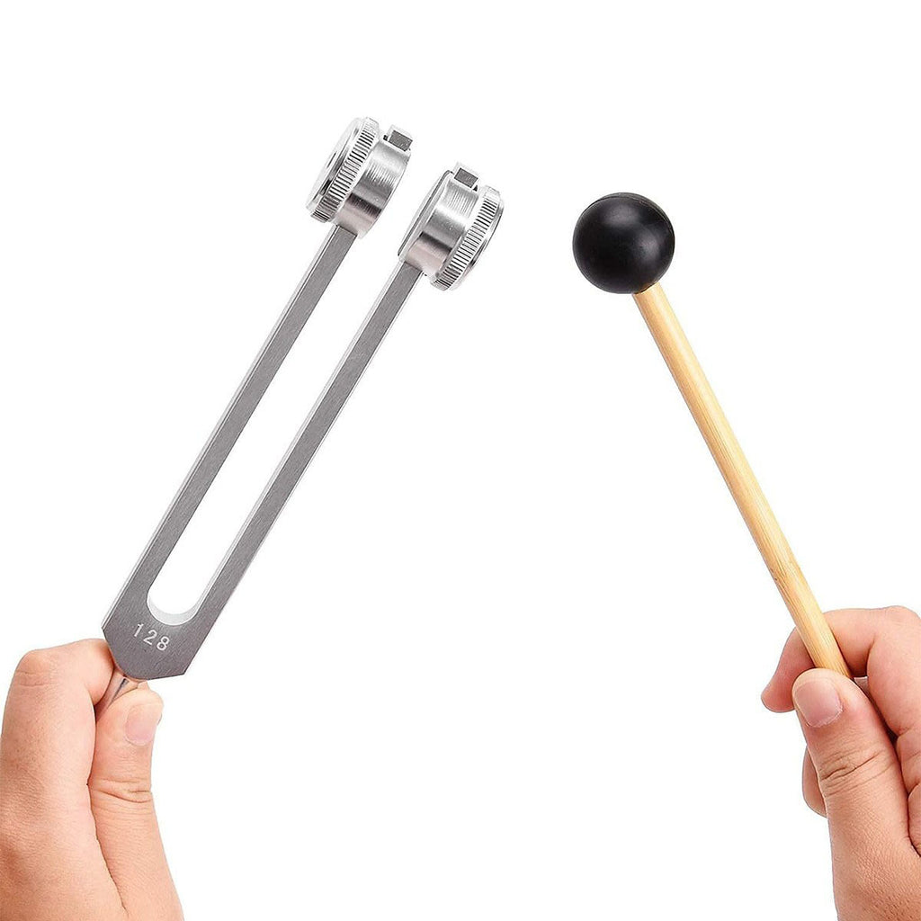 128 nerve tuning fork ear tuning fork for treatment of sound wave slider (with velvet cover hammer accessories)