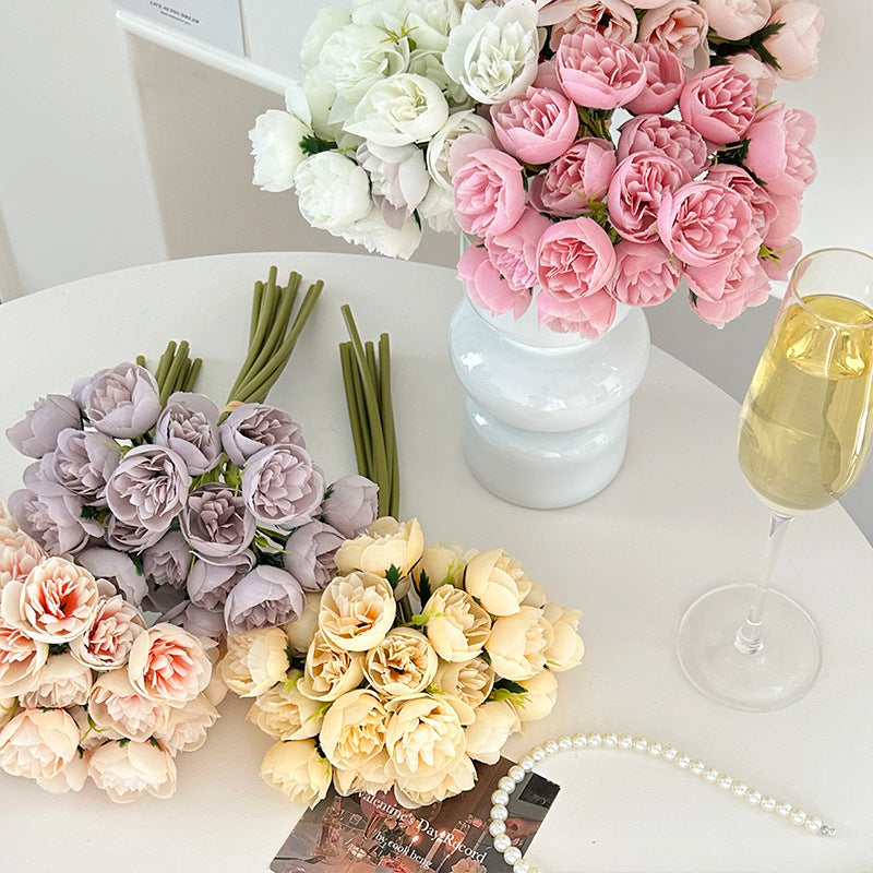 27-head artificial rose and peony bouquet, wedding bouquet, home decoration, photography props