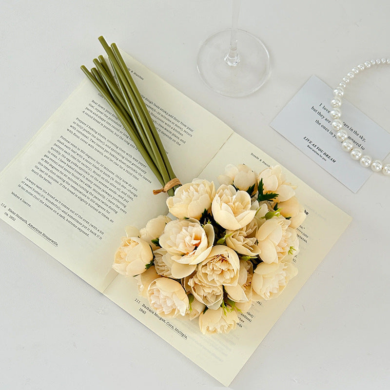 27-head artificial rose and peony bouquet, wedding bouquet, home decoration, photography props