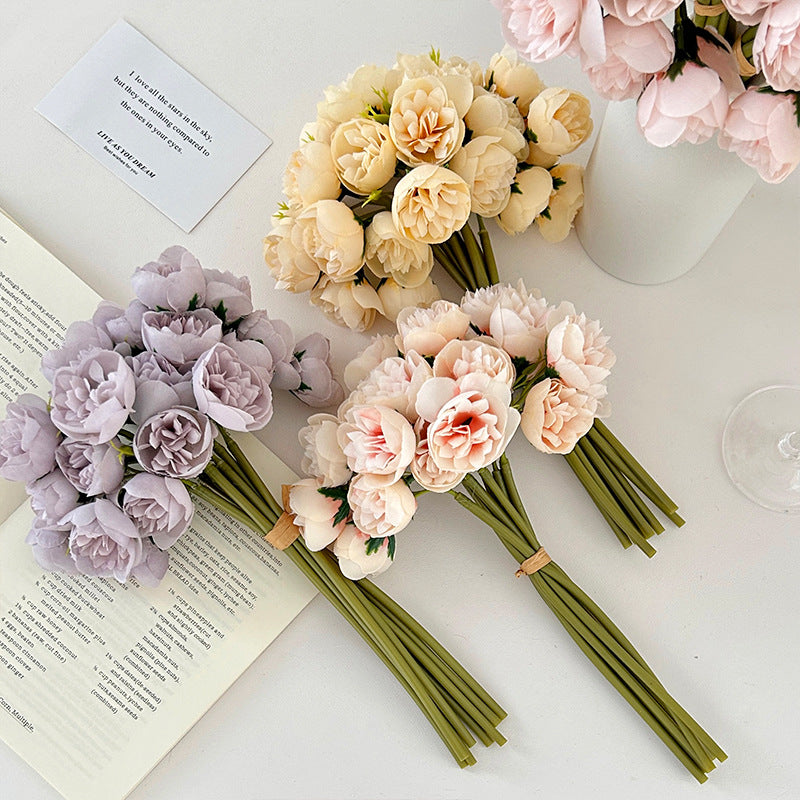 27-head artificial rose and peony bouquet, wedding bouquet, home decoration, photography props