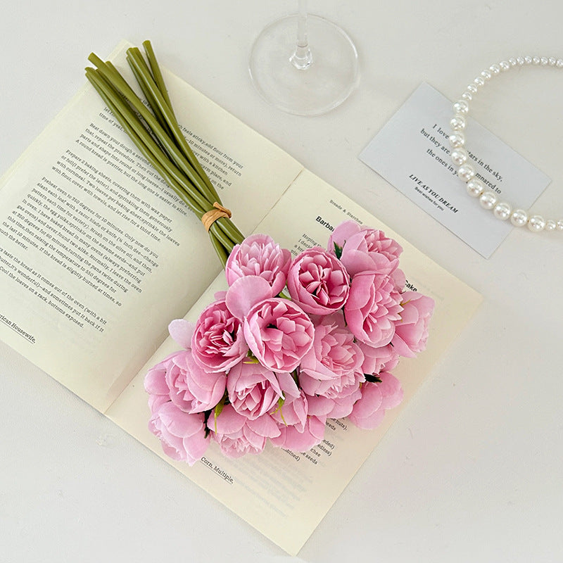 27-head artificial rose and peony bouquet, wedding bouquet, home decoration, photography props