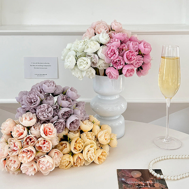 27-head artificial rose and peony bouquet, wedding bouquet, home decoration, photography props