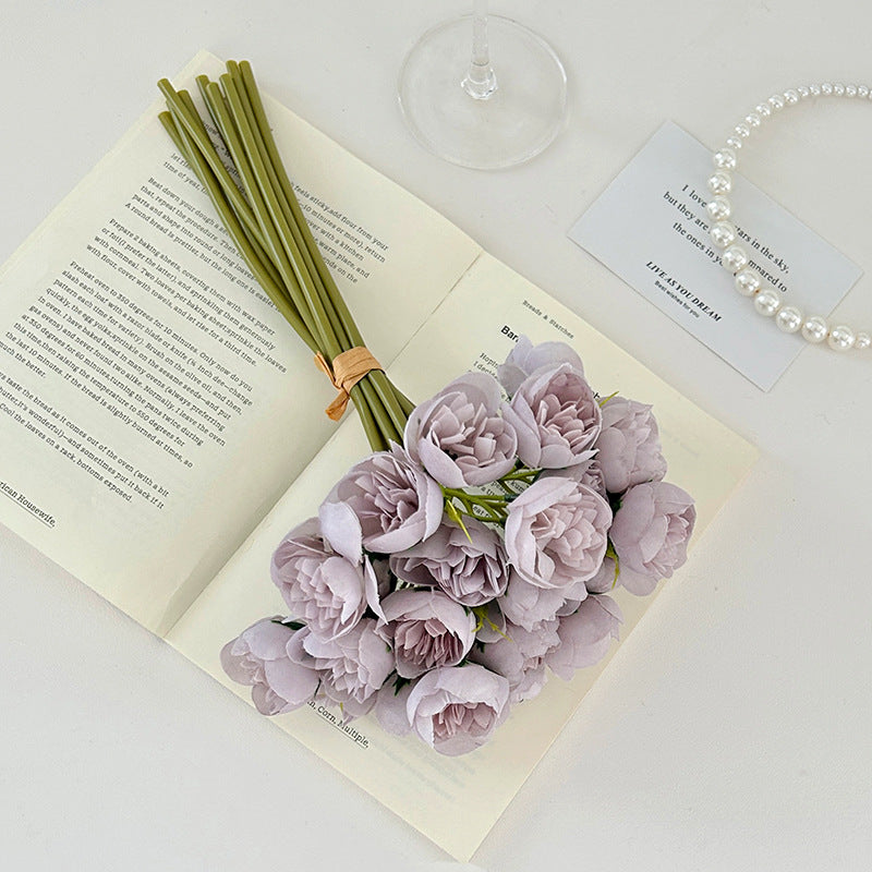 27-head artificial rose and peony bouquet, wedding bouquet, home decoration, photography props