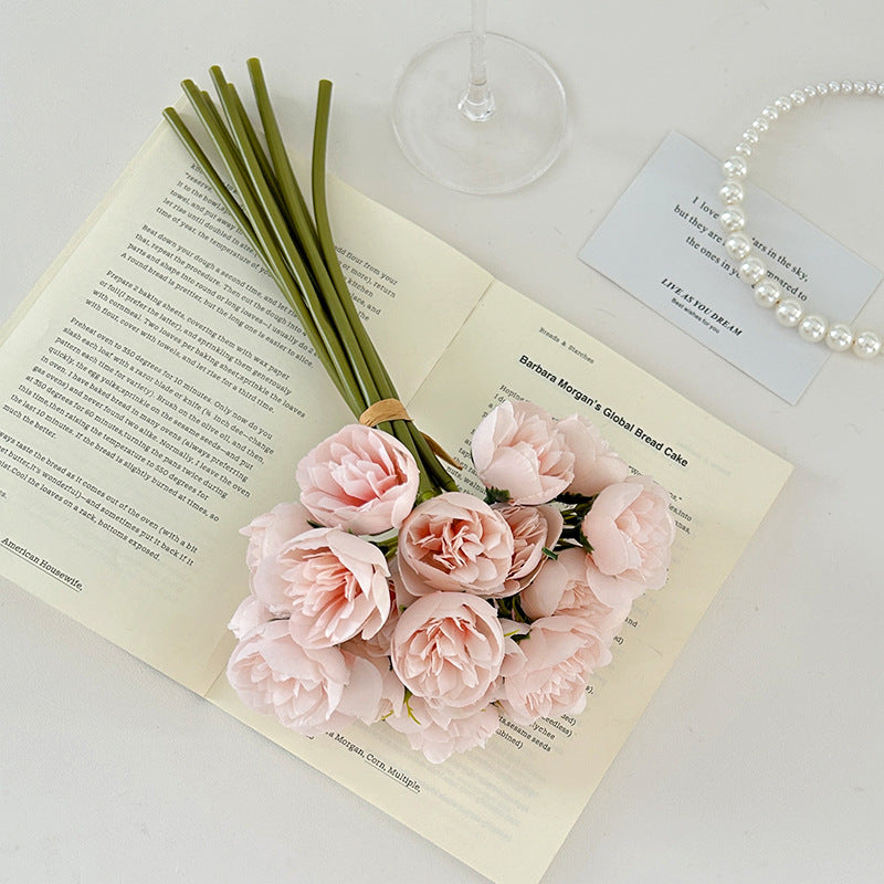 27-head artificial rose and peony bouquet, wedding bouquet, home decoration, photography props