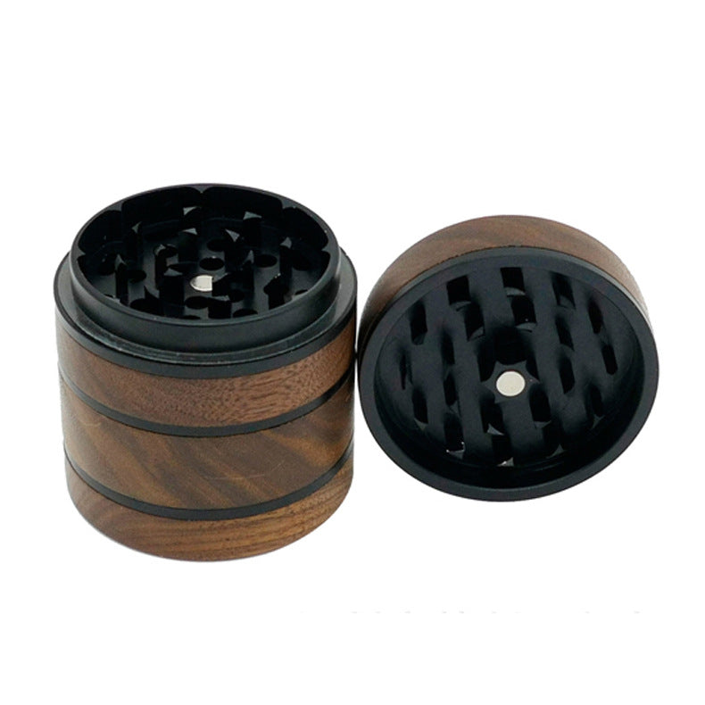 Cross-border e-commerce new walnut aluminum alloy 63mm4-layer tobacco grinder grinder