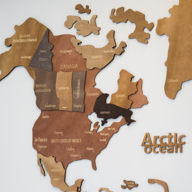 Amazon cross-border new natural 3D wooden world map office living room home school background wall decoration