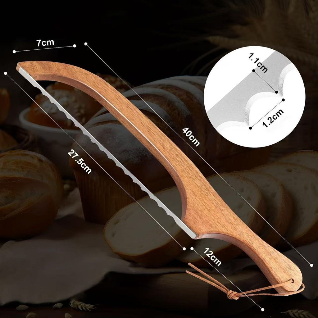 Wooden brown bread knife toast saw simple bread cutting tool baguette kitchen baking tool bread knife