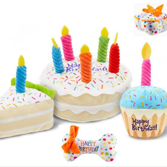 Pet Supplies Pet Plush Toys Dog Birthday Gift Toys Pet Birthday Cake Plush Toys