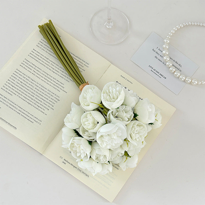 27-head artificial rose and peony bouquet, wedding bouquet, home decoration, photography props