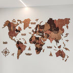 Amazon cross-border new natural 3D wooden world map office living room home school background wall decoration