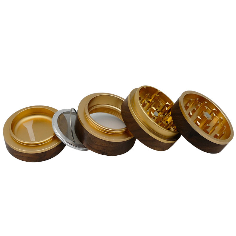Cross-border e-commerce new walnut aluminum alloy 63mm4-layer tobacco grinder grinder