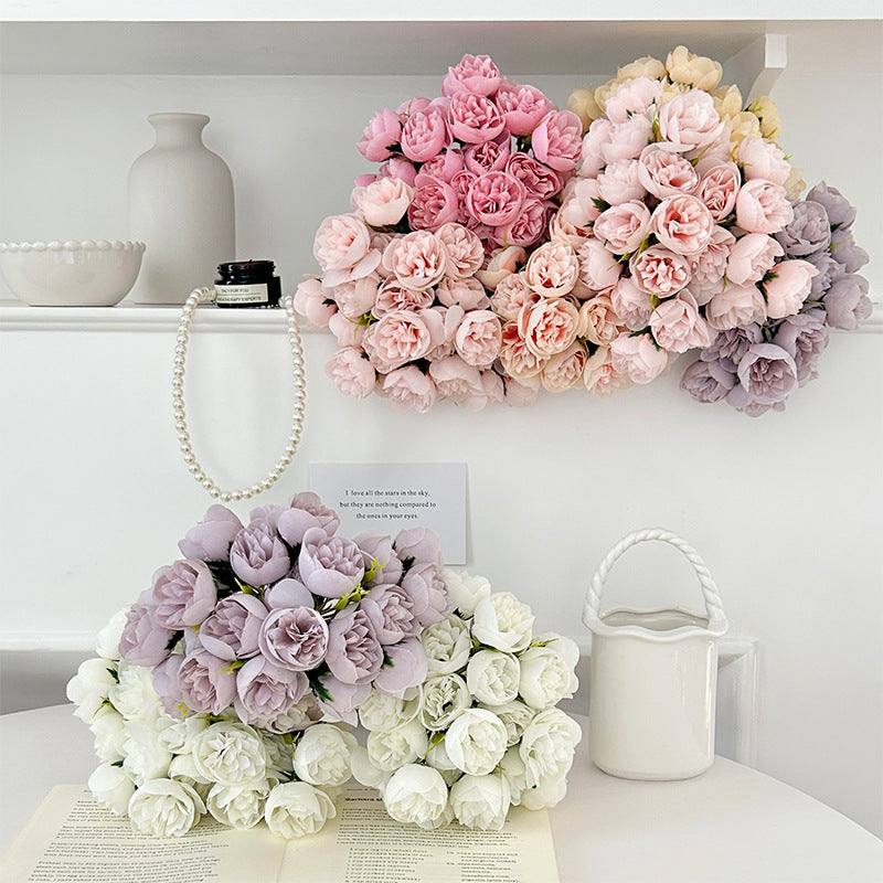27-head artificial rose and peony bouquet, wedding bouquet, home decoration, photography props