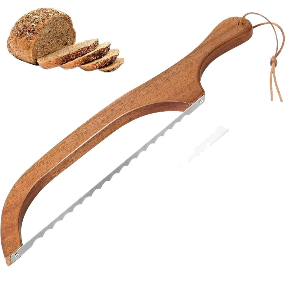 Wooden brown bread knife toast saw simple bread cutting tool baguette kitchen baking tool bread knife